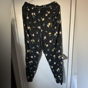 H&M Black Floral Wide Leg Casual Bottoms